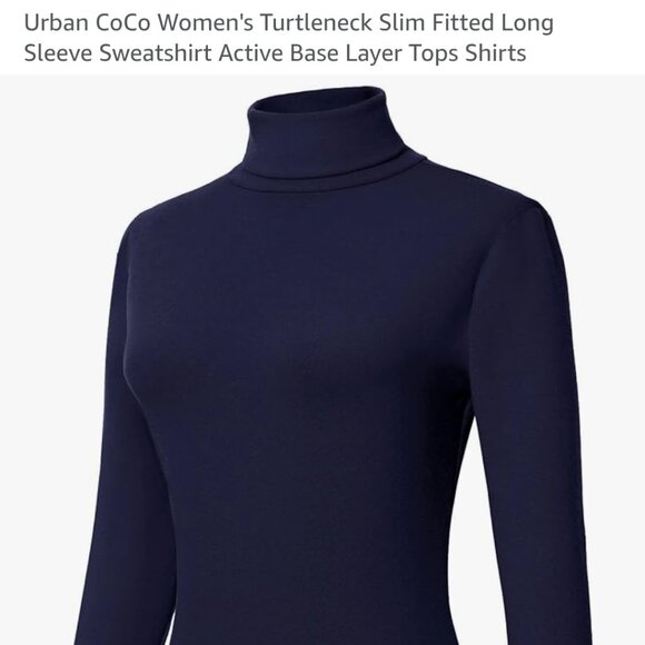Urban CoCo Women's Turtleneck Slim Fitted Long Sleeve Sweatshirt - Picture 1 of 7